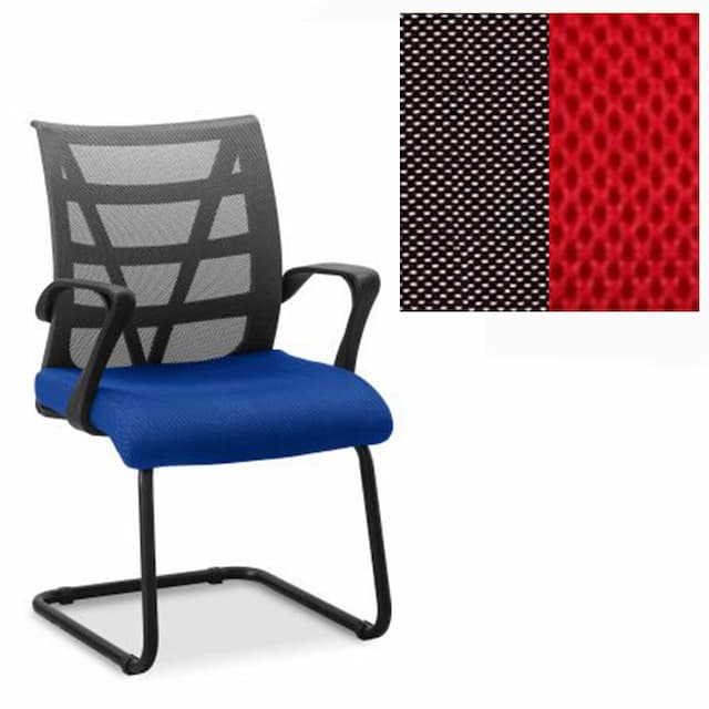 Кресло для посетителей Юнитекс Топ S на раме сетка/ткань TW черная/красная