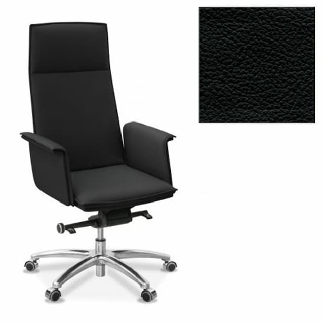Кресло руководителя Юнитекс Лео натуральная кожа с компаньоном черная