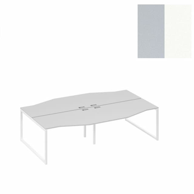 Рабочая станция Юнитекс А4 столы Техно (4х140) каркас QUATTRO А4 Б4 190-2 СЕ (280x184x75) серый/металлокаркас белый