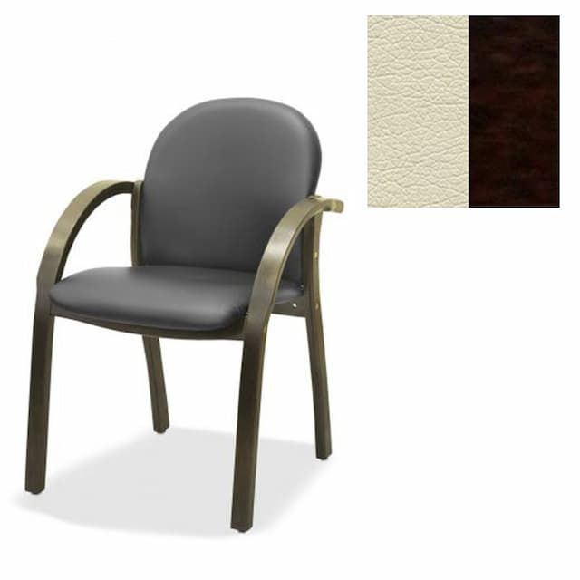 Офисный стул Юнитекс Джуно люкс экокожа премиум светло-бежевая CN1112/дерево-венге