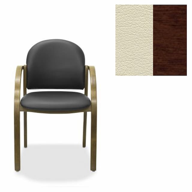 Офисный стул Юнитекс Джуно экокожа премиум светло-бежевая CN1112/дерево-орех гамильтон