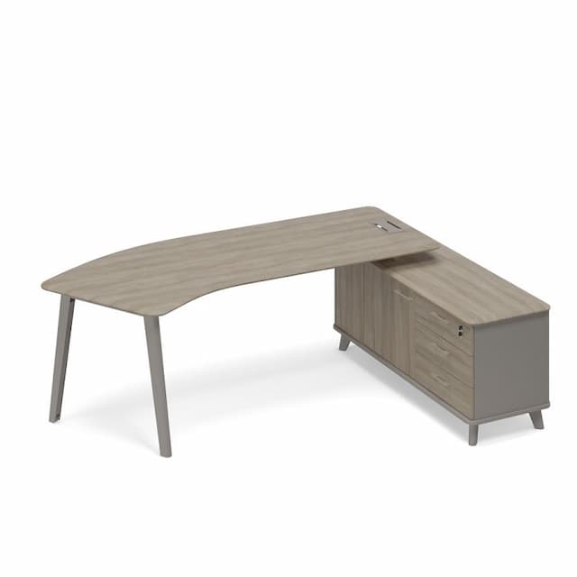 Стол эргономичный правый на опорной тумбе (тип 5) Юнитекс ТМ М1 128 МП ВЛ ВЛ мокко премиум (корпус) / вяз либерти (столешница, топ, фасад)