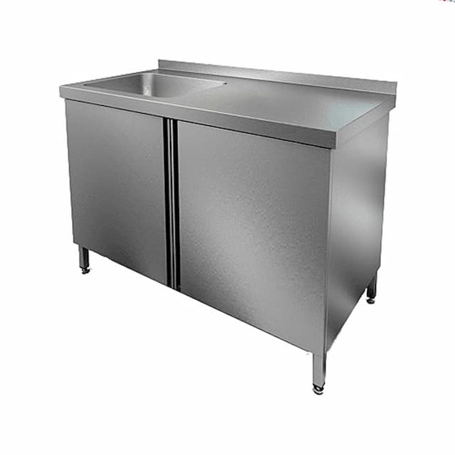 Стол нержавеющий с распашными дверцами и моечной ванной Hicold НСЗ1М-10/6БЛ